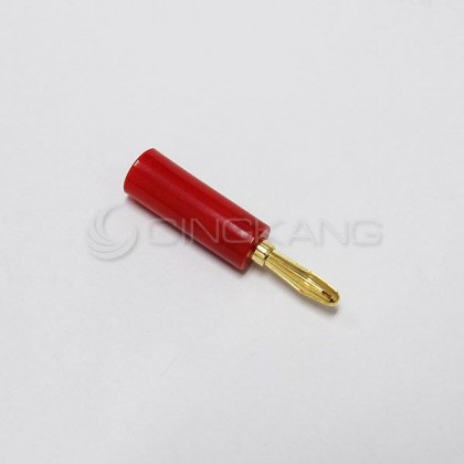鍍金香蕉插頭-紅色(大)  適用於4mm