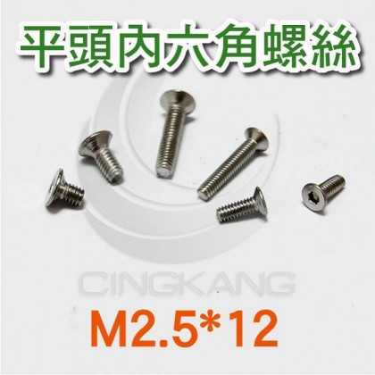 不鏽鋼平頭內六角螺絲 M2.5*12 (10pcs/包)