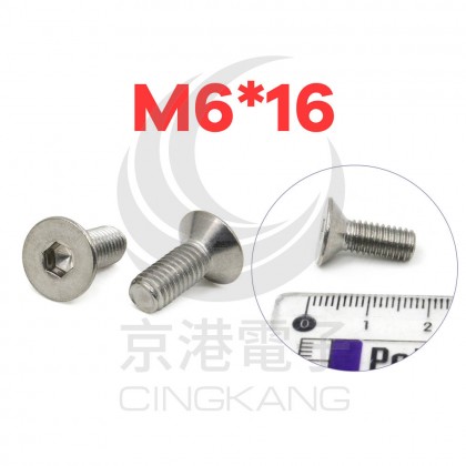 不鏽鋼平頭內六角螺絲 M6*16 (10pcs/包)