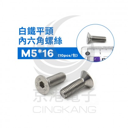 不鏽鋼平頭內六角螺絲 M5*16 (10pcs/包)