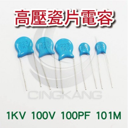 高壓瓷片電容 1KV 100V 100PF 101M  (20入)