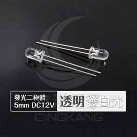 發光二極體 5mm 透明發白色 DC12V (10PCS/包)