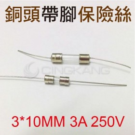 3*10MM 3A 250V 銅頭帶腳保險絲(10入)