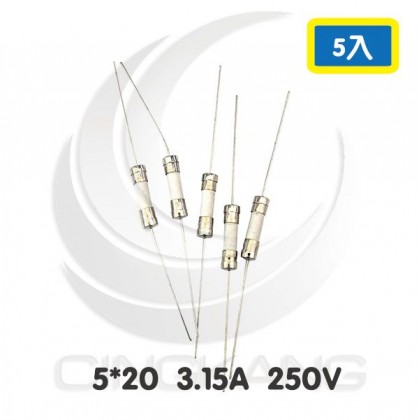 Littelfuse 5*20 3.15A 250V 慢熔 一字型陶瓷保險絲 (5入)