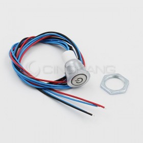 16mm天使眼開關(電源符號/有段) 白色帶線12V(防水鋅合金)