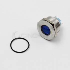 12V 22mm防水不鏽鋼金屬平面-藍色(焊線式)