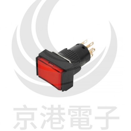 天得 16 長方形復歸照光按鈕(紅) LED 24V 2A2B IP40