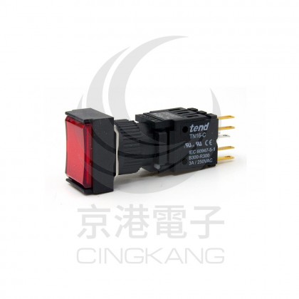 TN16-MLL47R1 天得16mm長方形復歸照光按鈕(紅) LED 24V 1A1B