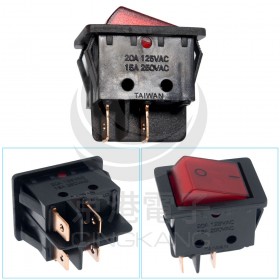 4P2段 黑殼紅燈翹板開關 ON/OFF 110V 20A/220V 15A