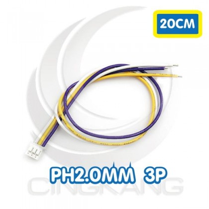 PH2.0mm 3P 單頭母座連接器帶線 20CM