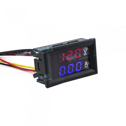 三位元雙顯示 LED直流電壓/電流錶頭 DC100V/10A (紅/藍)