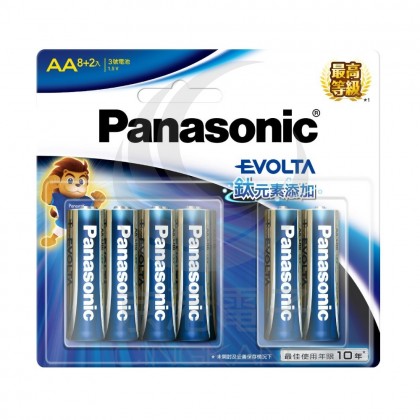 Panasonic 國際牌 (藍) 鹼性電池EVOLTA鈦元素 3號(8+2) 10入/組