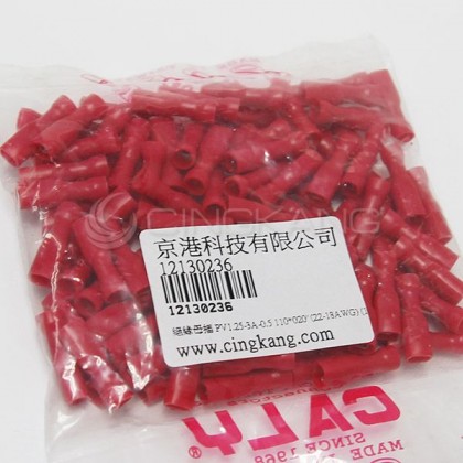 全絕緣母端子 PV1.25-3A-0.5 2.8*0.5mm(22-16AWG) 佳力牌 (100PCS/包)