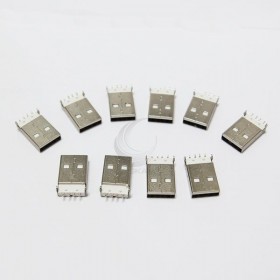 USB A型公頭 180度腳位 (10入) 白底