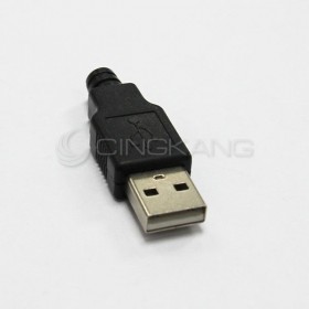 USB三件套插座 A公頭銲線式帶塑膠殼(2入)