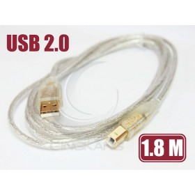 US-48 USB 2.0 A公-B公鍍金透明傳輸線1.8M
