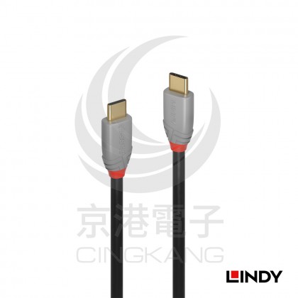 LINDY 林帝 36900ANTHRA系列USB 3.1 Gen 2 Type-C 公 to 公 傳輸線+PD智能電流晶片 0.5M