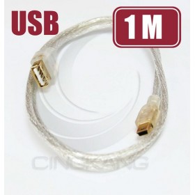 USB A母-迷你5PIN 鍍金透明傳輸線1M(UB-207)