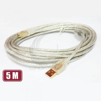 USB A公-迷你5PIN鍍金透明傳輸線5M(UB-226)