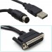 USB-SC09 三菱FX/A系列PLC通用編程電纜 圓頭8針+DB25P公頭 3M