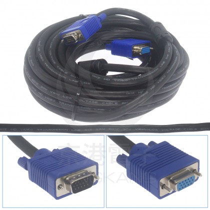 UL2919 VGA 15公/15母 黑色 10米 雙扣線 (2919C-11)