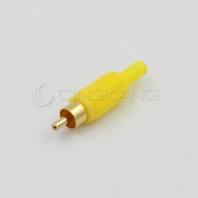 RCA插頭 鍍金  黃色 線徑3~4mm