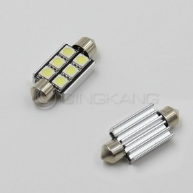 5050(白光)雙尖頭含散熱片 39mm LED 6晶 DC12V