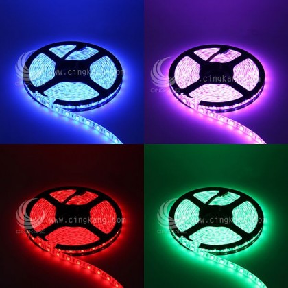 5050 LED 白底防水燈條 24V 七彩 5M (300燈)