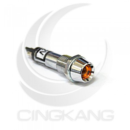 井型銅指示燈12V-黃色 牙8mm36mm總長 (LED)