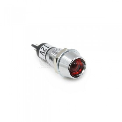 井型銅指示燈12V-紅色 牙8mm 長30.5mm (鎢絲燈)