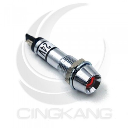 井型銅指示燈24V-紅色 牙8mm36mm總長 (LED)