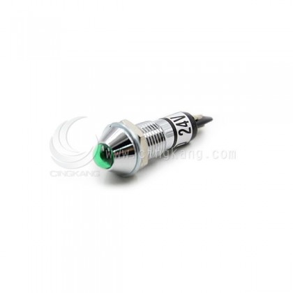 LED 24V指示燈-銅殼尖型 8MM 綠色