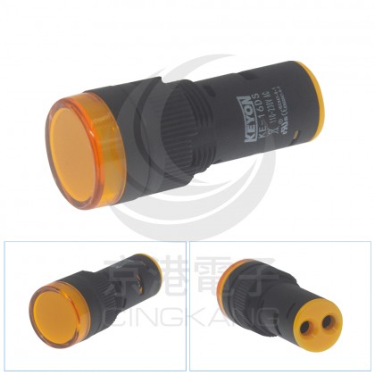LED 指示燈 16mm 黃色 110/220V