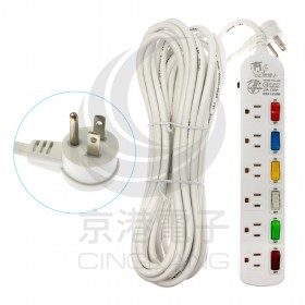 3P 6開6插電腦延長線(安規)30尺 約9.2M