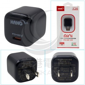 HANG C16 PD+QC 20W TC旅充頭 黑色