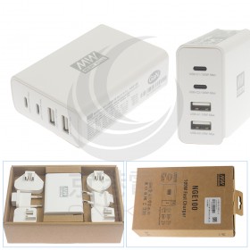 MW 100W環球通用4埠USB氮化鎵快速充電器 NGE100