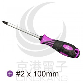 WG208 (十字#2 長100)紫黑雙色TPR防滑起子 2SD-06100P2