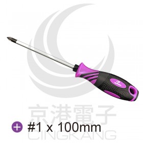 WG208 (十字#1 長100)紫黑雙色TPR防滑起子 2SD-06100P1