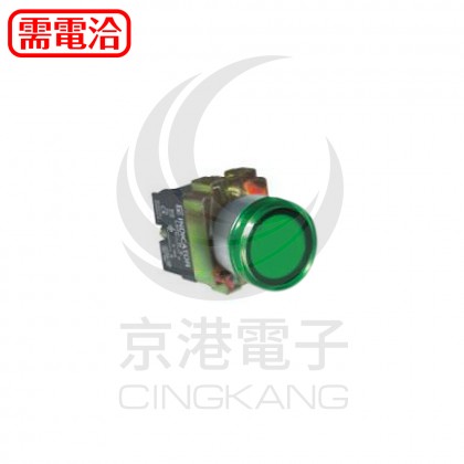 22ψ平頭照光按鈕-綠色 AC110V 2A2B