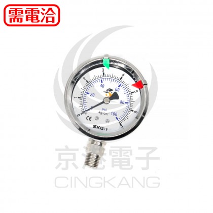 2.5 直立式不鏽鋼壓力錶頭 1/4PT 7K/P-不充油