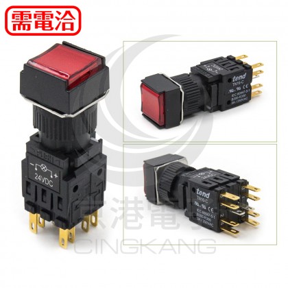 TN16 復歸方形LED 24V紅色 2A2B TN16-MLS47R2