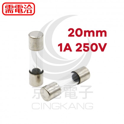 20mm 1A 250V 玻璃保險絲 快熔型(100入)