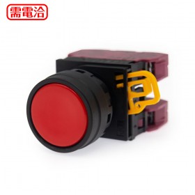 IDEC 和泉 22/平頭按鈕(黑圈) 瞬時型 2B 紅色 YW1B-M1E02R