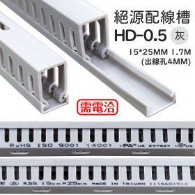 【不可超取】0101絕源配線槽 HD-0.5 (灰色) 15*25mm 1.7M (出線孔4MM)