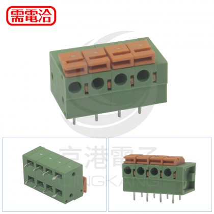 KF142R PCB 5.08mm 免螺絲彈簧式接線端子 4P 彎針(2入)