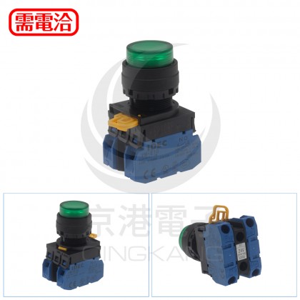 IDEC 和泉 YW1L-M2E20Q4G 24V 綠 LED瞬時型照光按鈕開關(樹脂框)