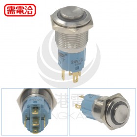 16mm不鏽鋼金屬高頭環形燈無段開關-DC24V 綠光