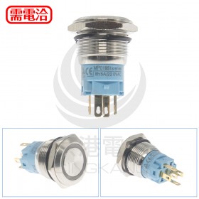 19mm不鏽鋼金屬平面環形燈有段開關-DC24V 白光