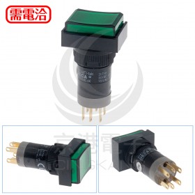 16/復歸長方形1A1B LED 綠色24V P16LMT1-1ABKG <最低訂購量10PC>