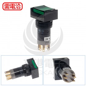 DECA 16φ P16LMT2-1abKG  LED 24V 長方形按鈕開關 覆歸 綠色